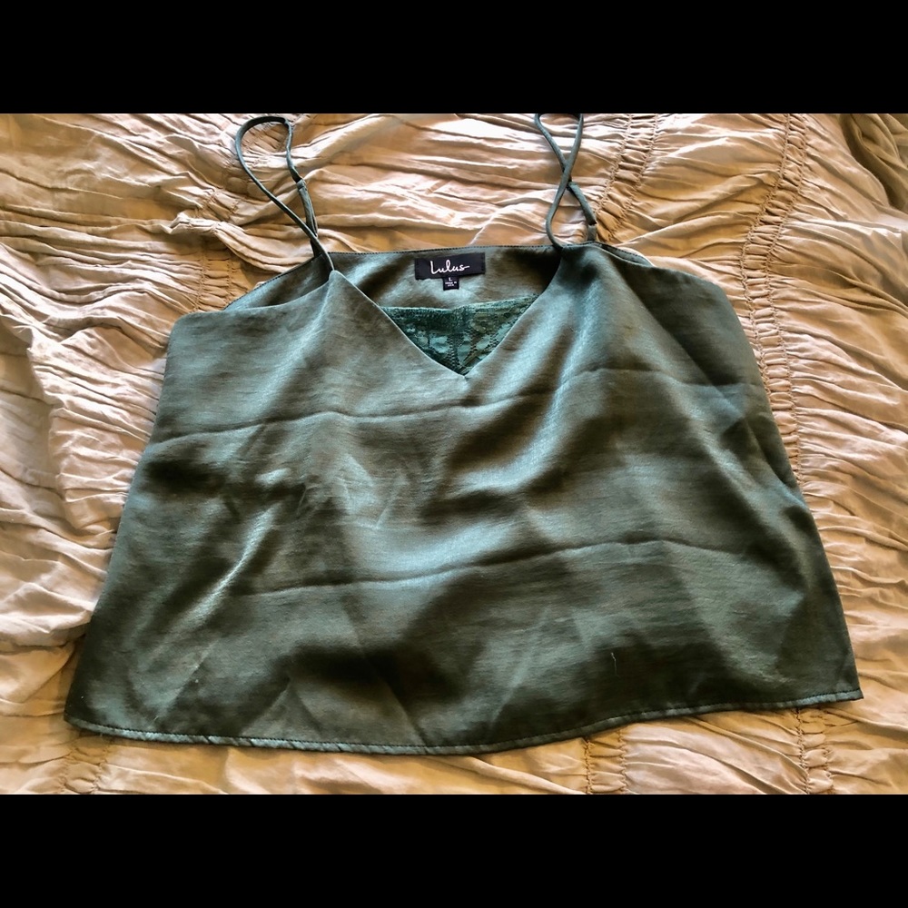 Lulus Satin Green Cami, Large, $28 new